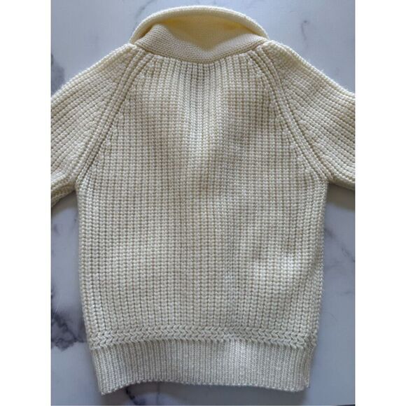 Marathon cream button up grandpa vintage 70s knit unisex kids cardigan sweater - Picture 5 of 5